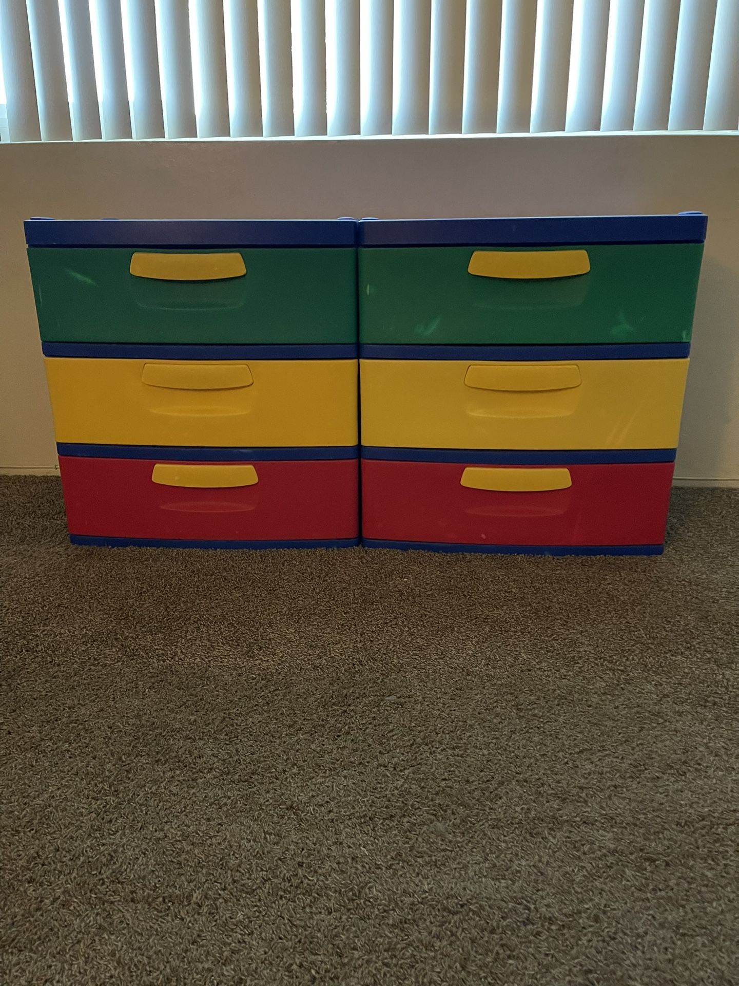 (2) Plastic 3 drawer storage containers