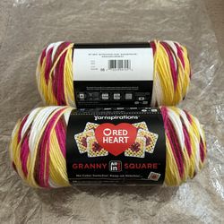 Red Heart All In One Granny Square - “Buttercup Blush” Yarn