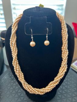 Twisted Pearl Necklace and Earring Set
