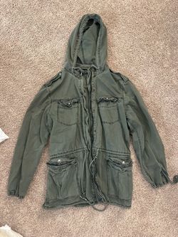 Women’s Olive Green Military Utility Jacket with Hood