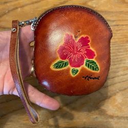 Smooth Leather Hawaii Fat Wristlet Pouch Purse 