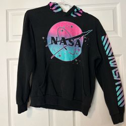 NASA Graphic Hoodie Black Pink Teal