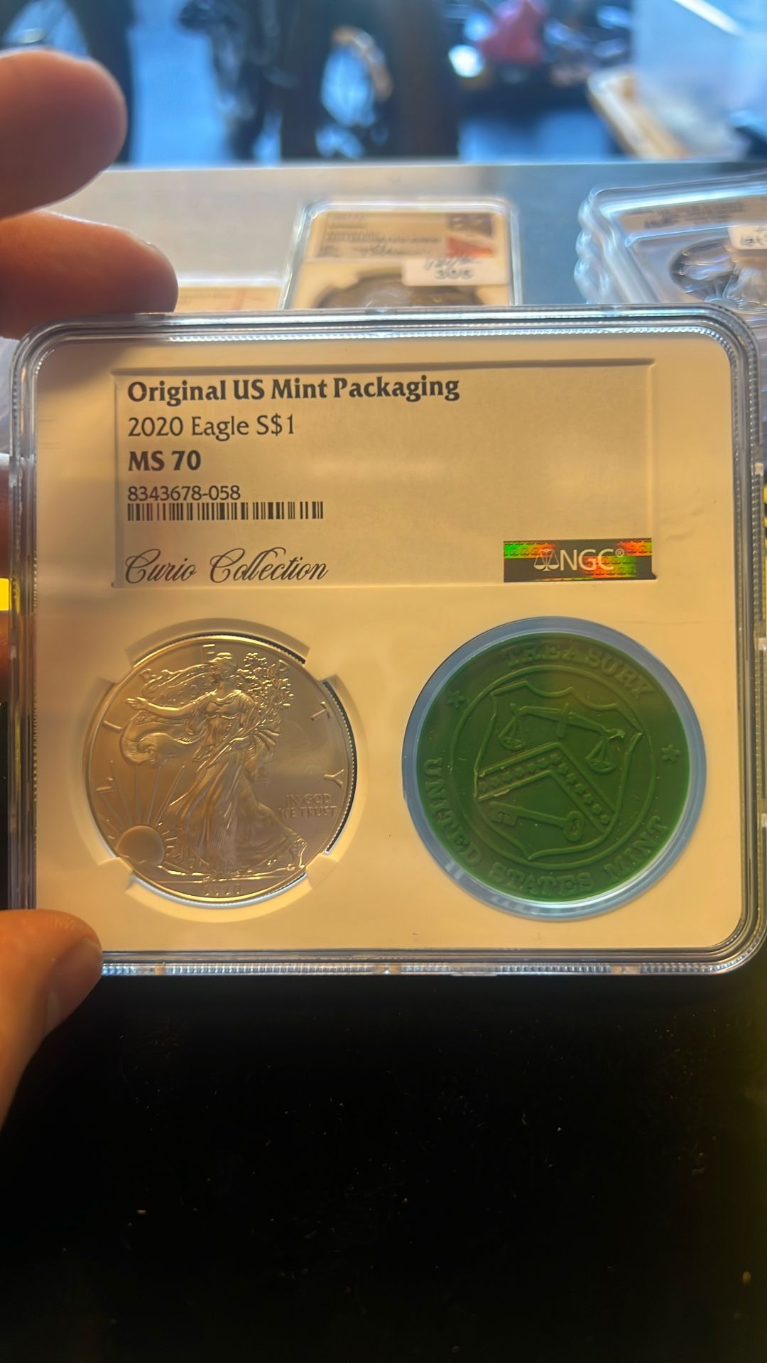 2018 MS 70 Curio Collection American Silver Eagle (ASE) w/ bag - Flawless Coin