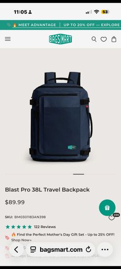 Blast Pro 38L Travel Backpack Blue