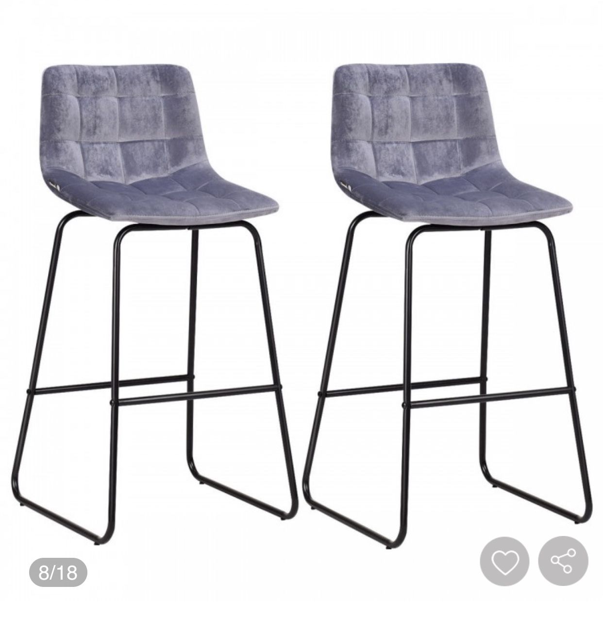 2 velvet bar stools (new)