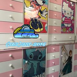Baby Wardrobes Hello Kitty Pink/ White Wood-FULLY ASSEMBLED- Ropero Para Niñas 