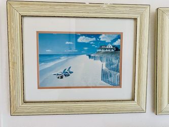 Framed Distressed Beach Wood Artwork