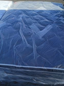 Brand new queen size pillowtop mattress and box spring free delivery depends on location
