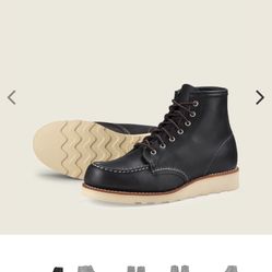 SIZE 8 RED WING CLASSIC MOC BLACK WATERPROOF LEATHER SOFT TOE BOOTS BRAND NEW 