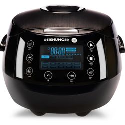 Reishunger Digital Rice Cooker - 8 Cups, 12 Programs, Timer, Non-Stick