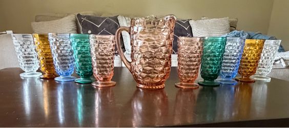 Beautiful vintage black optic style glassware collection - 13 piece set