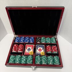 Bicycle Playing Cards & Poker Chips Wood Storage Box
