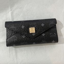 MCM Black Visetos Leather Continental Wallet 