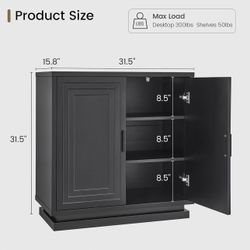🥨SUCSSRICH Black Buffet Cabinet with Storage Accent Sideboard, 31.5" Wide Wood Modern Kitchen Cabinet with 2 Doors, Coffee Bar Table for Dining Room,