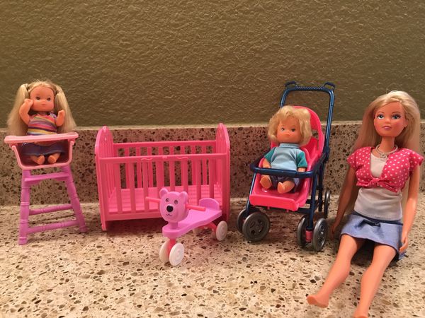 Barbie Baby Twin Set Fully Clothed With Items Included For Sale In