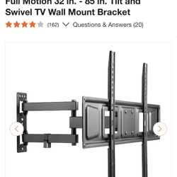 TV Swivel wall mount holds 32”-85”