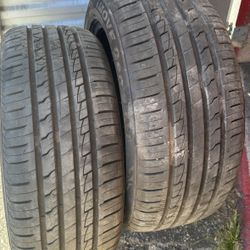 2 Tires 225/50/17.    Like New No Crackers Or Patch. 90-95 Life Tread.   140$$ Cash 