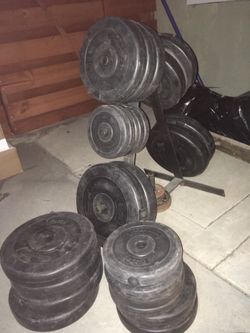 Over 275lbs of standard weights