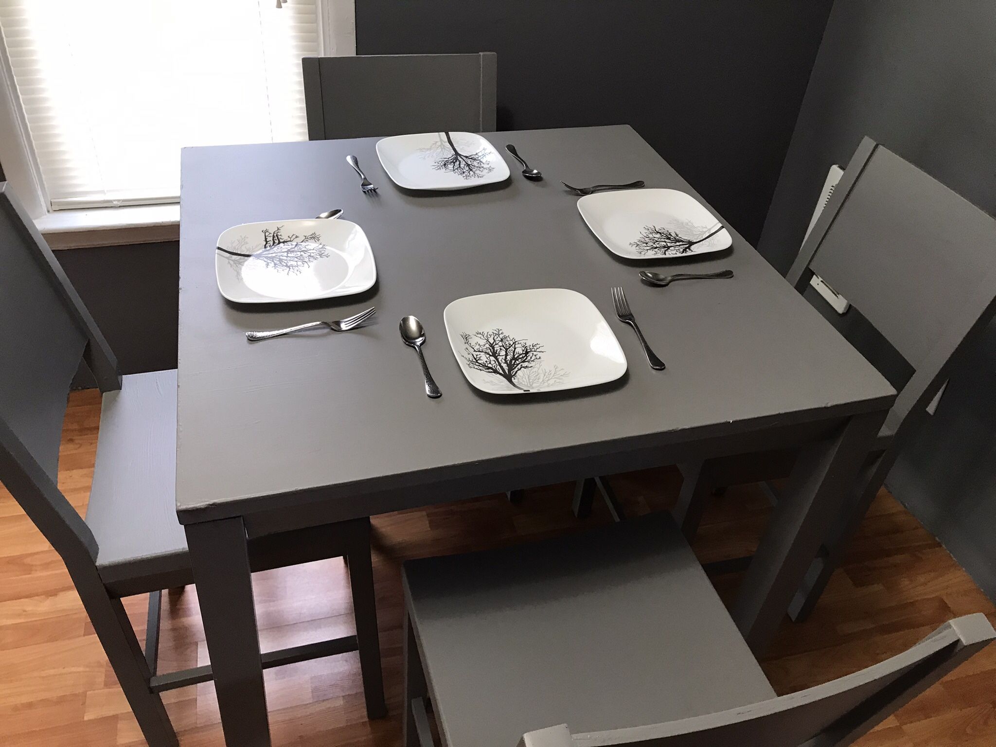 Grey Wood Table With 4 Chairs