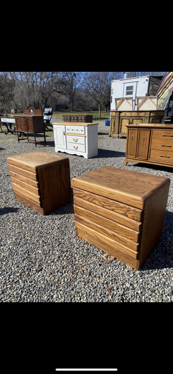 Two oak nightstands