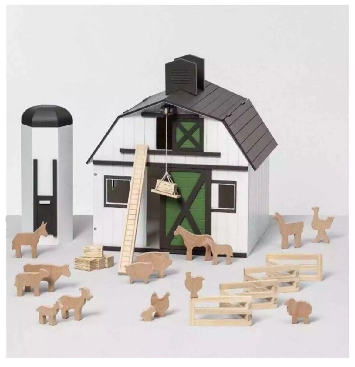 Joanna Gaines Hearth and Hand Magnolia Wood Barn & Animals Farm Set ~ NEW 24 PC