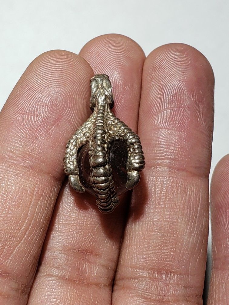 Vintage Sterling Eagle Claw Quartz Pendant