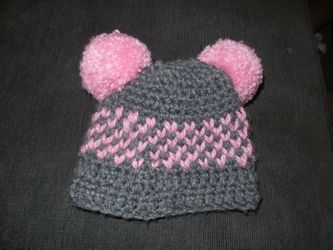 6-9 months pom pom beanie handmade
