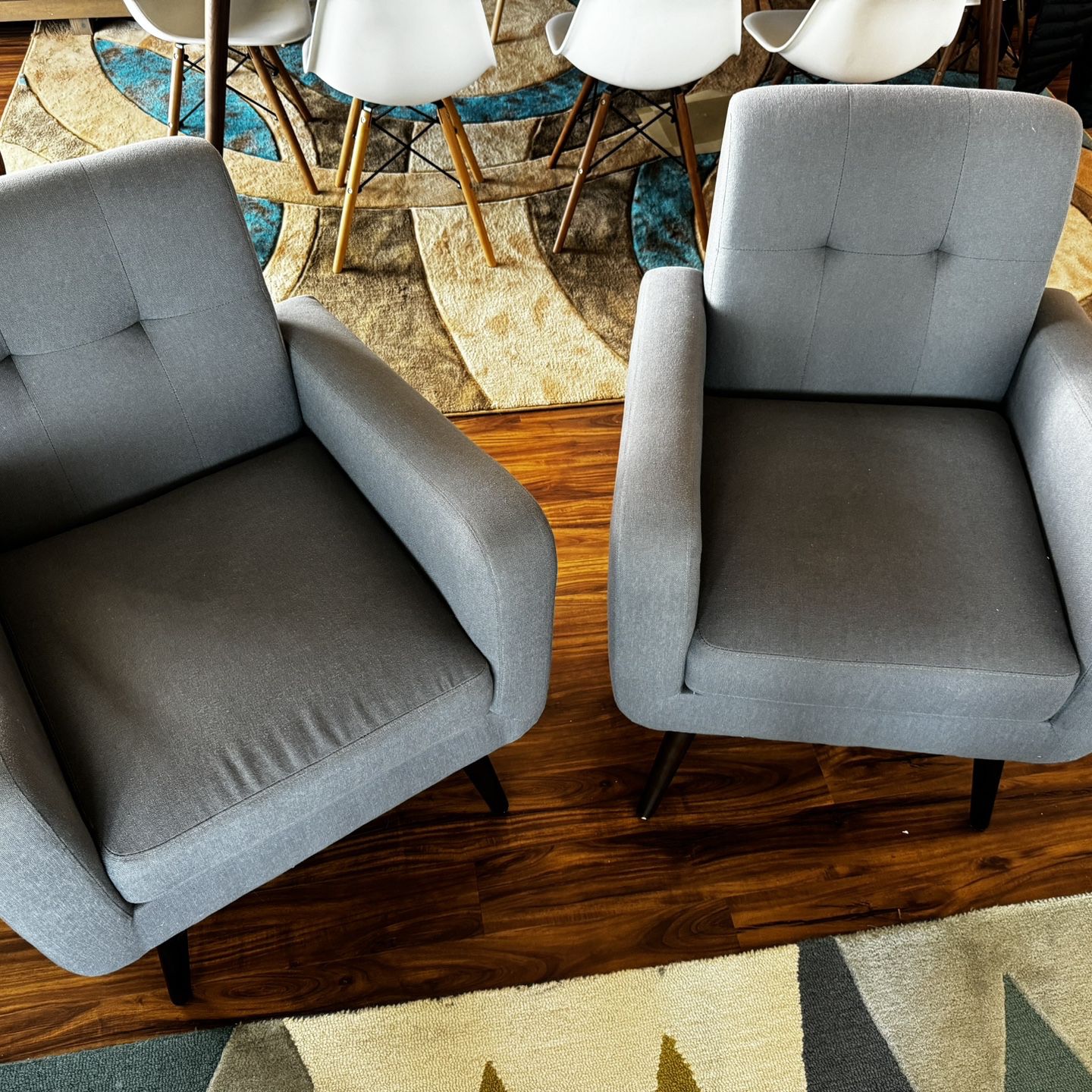 REDUCED MUST GO: Matching Club Chairs Grey 