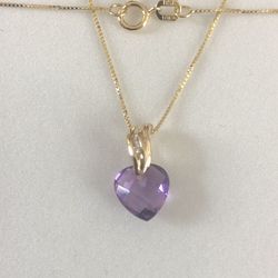 10kt Cadena Y Dije De Oro 💜 Con Piedra CZ