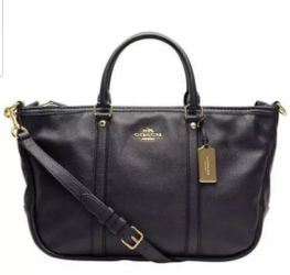 Coach Central Satchel in Pebble Black Leather