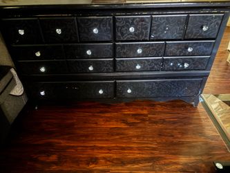 Black Dresser with Crystal Knobs