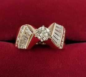 Vintage 14k Yellow Gold Diamond Wedding Engagement Ring