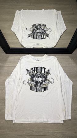 Y2K 2000s Hart & Huntington Cross SpellOut Thermal Long Sleeve Shirt
