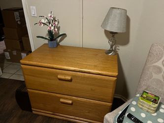 Oak Double Wide File Cabinet