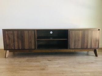 Modern Dark Walnut TV Stand Media Console - Great Condition