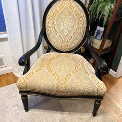 Sherrill Upholstered Accent Chair – Black & Gold Frame – Designer Traditional