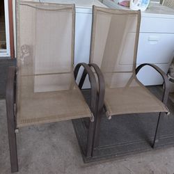 Patio Chairs / Brown / Stackable / Set of 2 ~  OBO