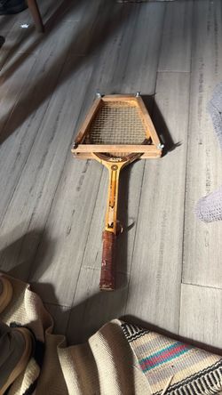 Vintage Ajax Wooden Tennis Racket with Press