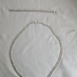 Silver Chain And Bracelet 
