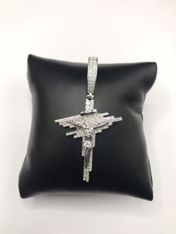 925 Sterling Silver 2.50CT MOISSANITE Crucifix Cross Men’s Pendant 
