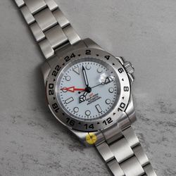 Custom Made 40mm White Polar EXPLR 2 Style GMT Mod Watch w/ NH34 Movement