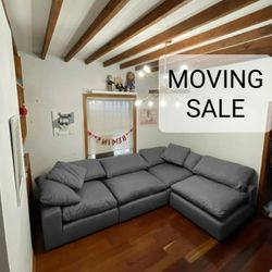Grey Cloud Couch Modular Sectional Sofa 