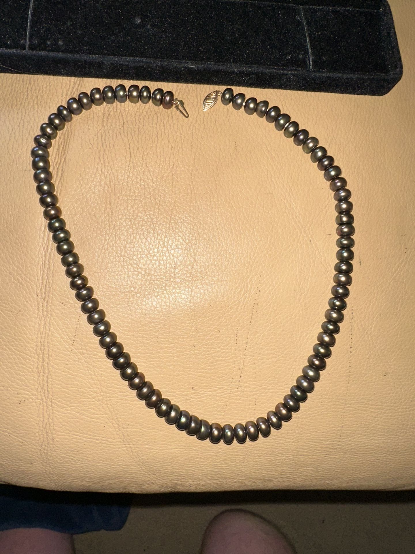 Stunning Black Pearl Necklace W/ 10k Gold Clasp
