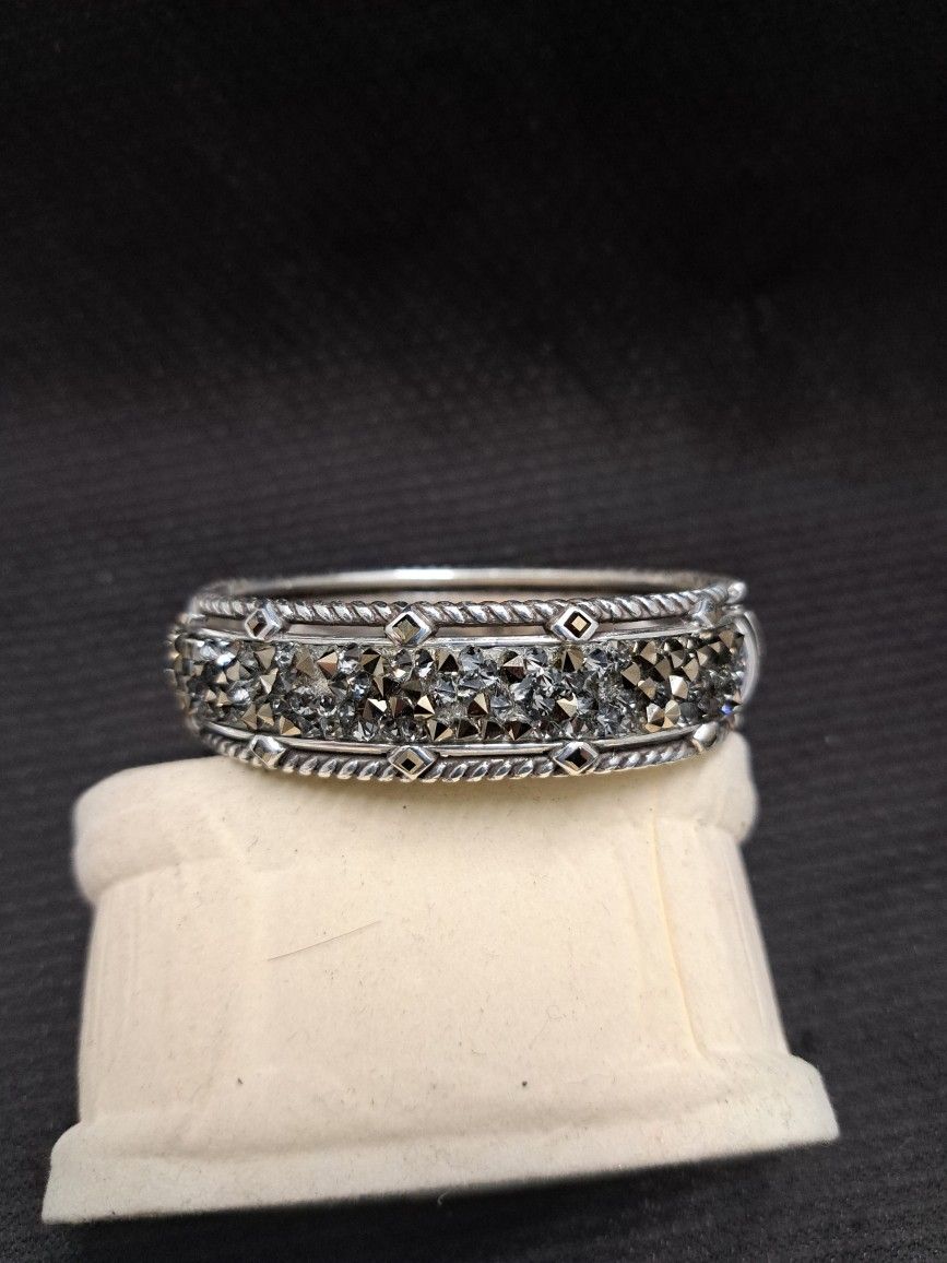 Brighton Rinestone Hermatite Encrusted Chunky Hinged Bracelet