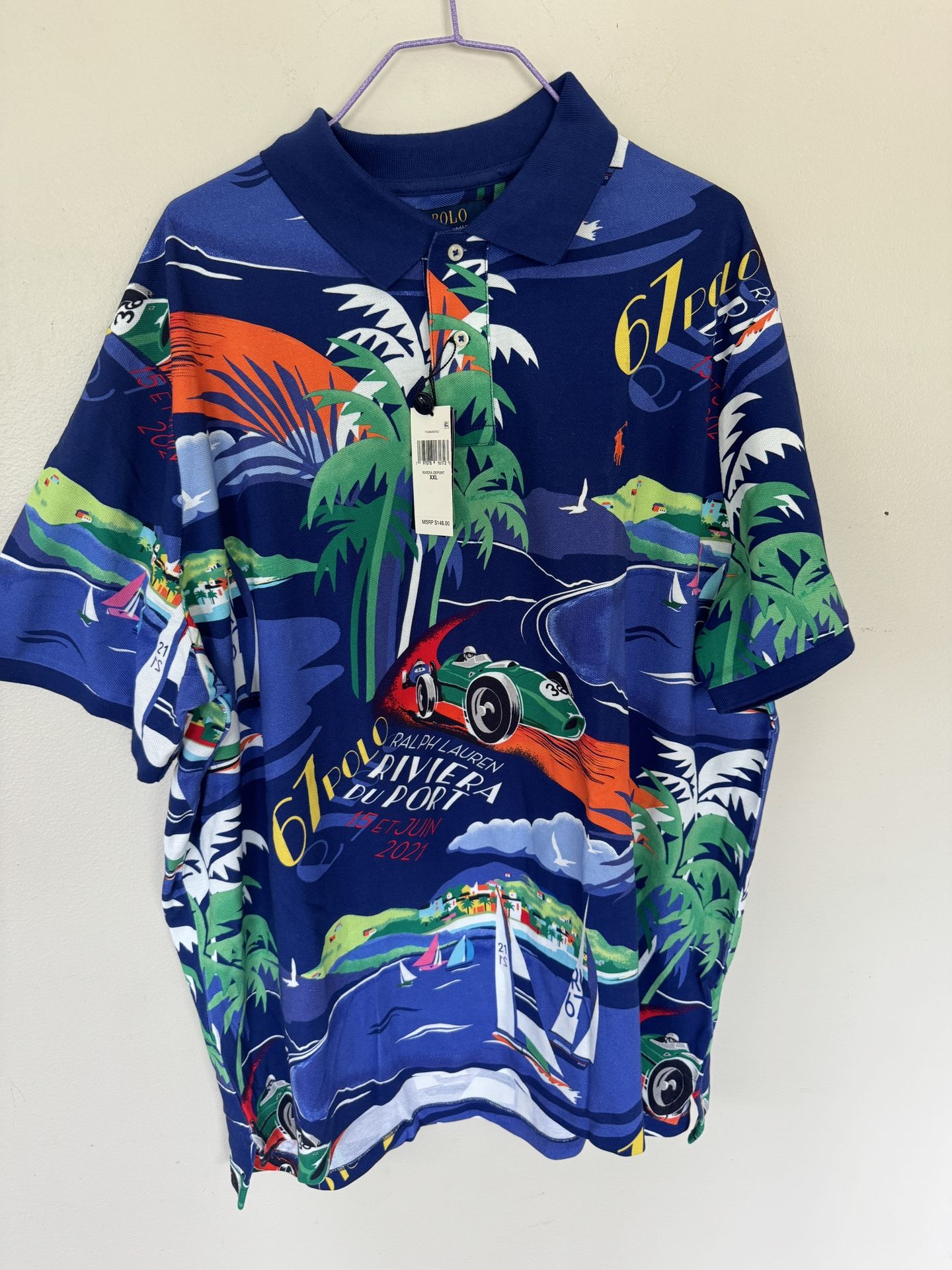Polo Ralph Lauren Riviera duPort Graphic Print Polo Shirt - Men’s 2XL - NWT $148