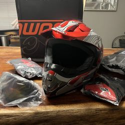 Adult Motocross Dirt Bike Helmet with Goggle, Gloves & Mask - DOT/FMVSS-218 Off-Road Motorcycle & ATV Helmet with Adjustable Sun Visor