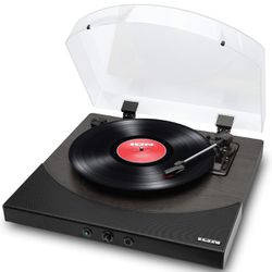 ION Audio Premier LP | Wireless Bluetooth Turntable / Vinyl Record Player with Speakers, USB Conversion, RCA and Headphone Outputs – Black Finish  Bra
