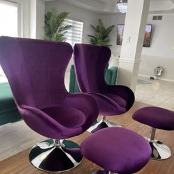Purple Swivel Chair And Ottoman 