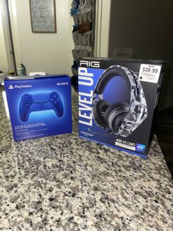 PlayStation headphones and controller