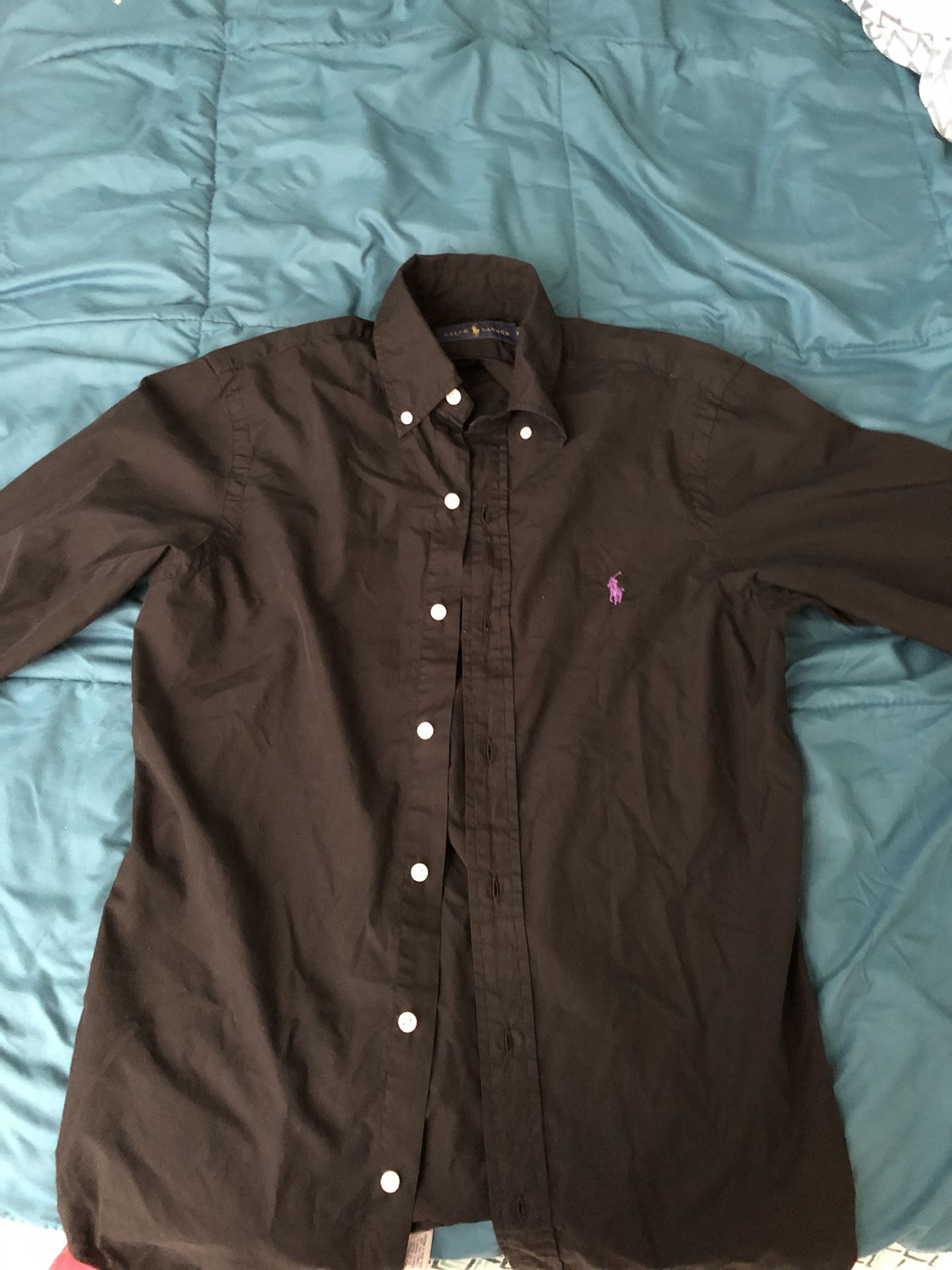 XS Purple Black Polo Dress Shirt